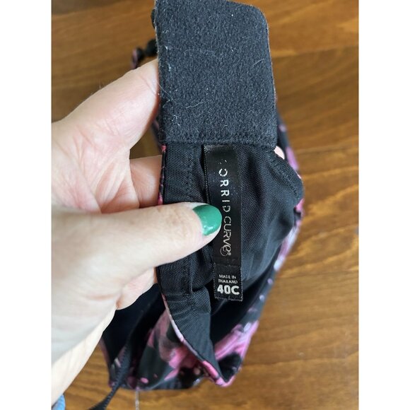 Torrid Curve Black & Purple Floral Lightly Lined Wire-Free Bra 40C Skulls - Picture 5 of 7